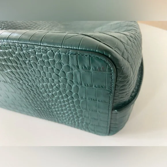 Nordstom Laura Croc Embossed Green Leather Handbag - Picture 5 of 9